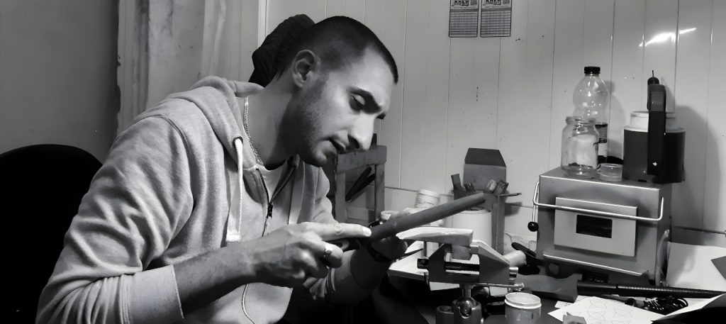 Mark Borg of Filigree Art working at his studio